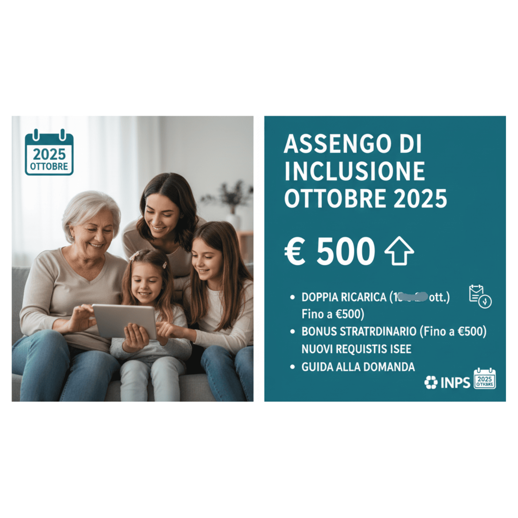 Assegno di Inclusione Ottobre 2025: Date di Pagamento INPS, Nuovi Importi e Bonus Fino a €500