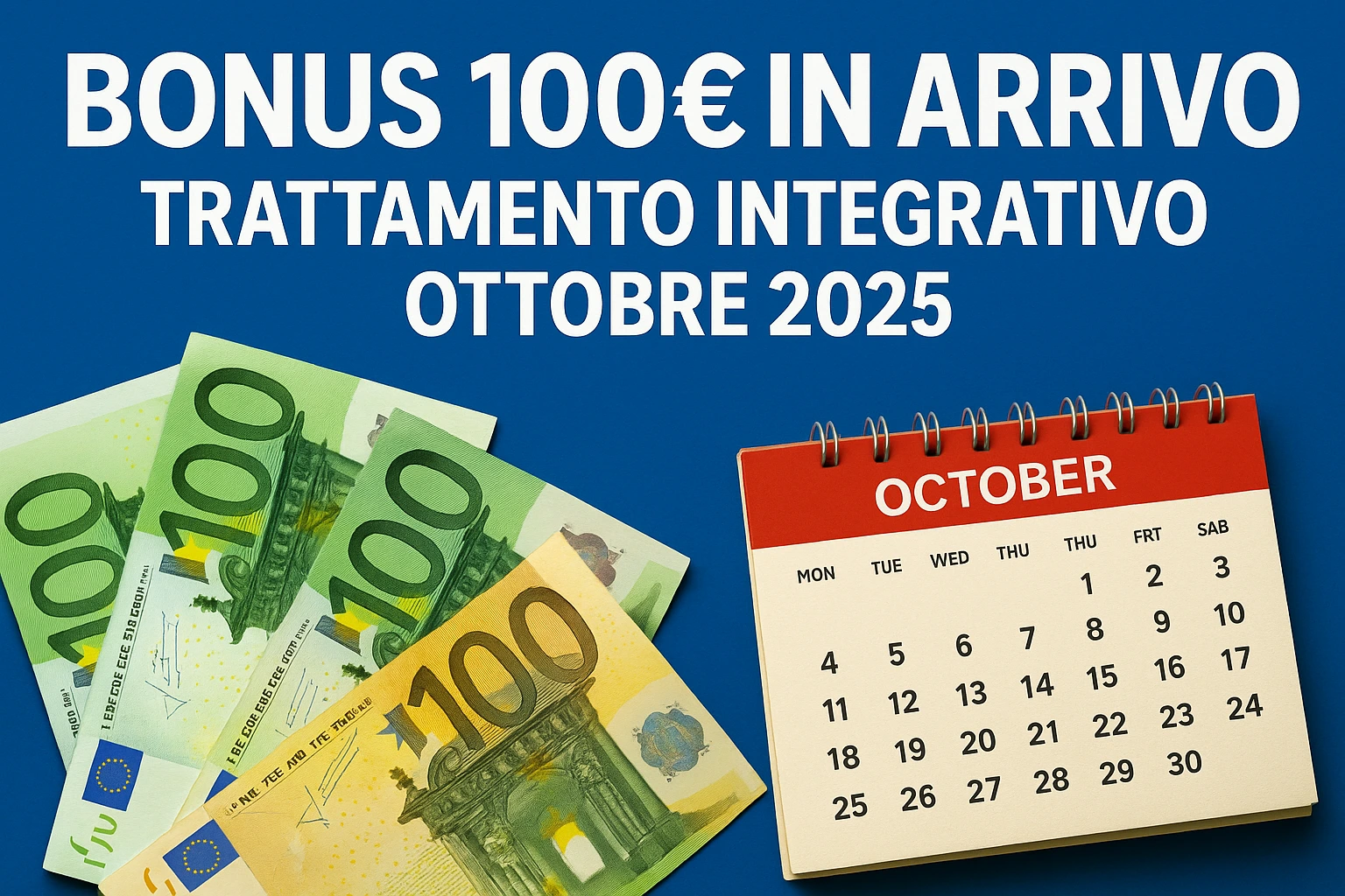 Trattamento Integrativo Ottobre 2025: Il Bonus 100€ in Arrivo e le Date INPS