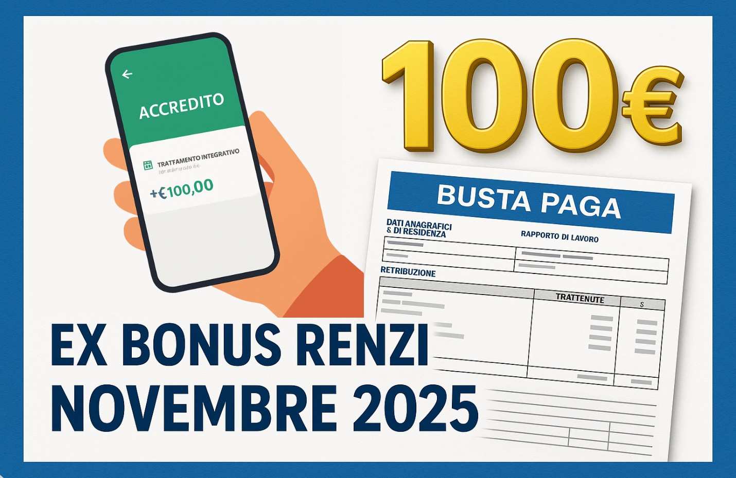 100€ Ex Bonus Renzi Novembre 2025: Tutte le Date Ufficiali (INPS e Busta Paga)
