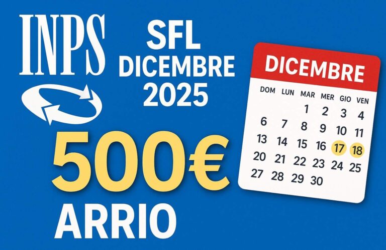 SFL di Dicembre 2025: Pagamento da 500 Euro, Arrivano le Date Ufficiali INPS