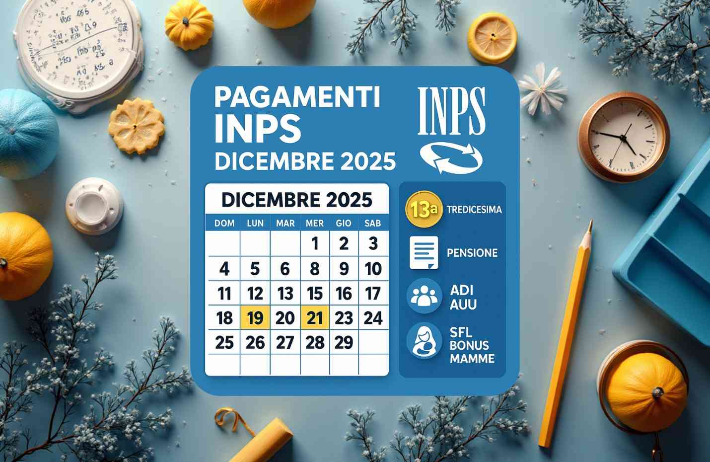 Pagamenti INPS di Dicembre 2025: Calendario Completo Tredicesima, Pensione, ADI, AUU, SFL, Bonus Mamme e Nuovi Aiuti